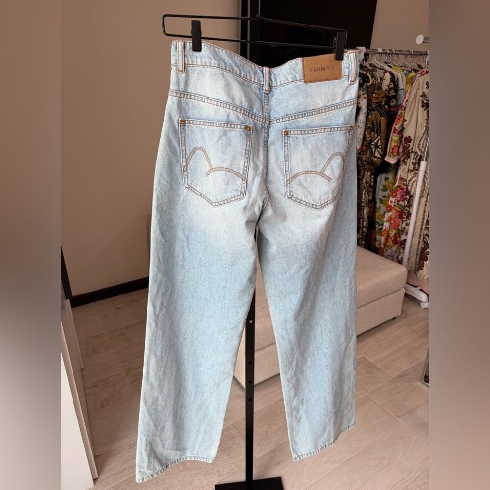 Farm Rio: Denim / Jeans Embroidered Bows Pants - Picture 8 of 10